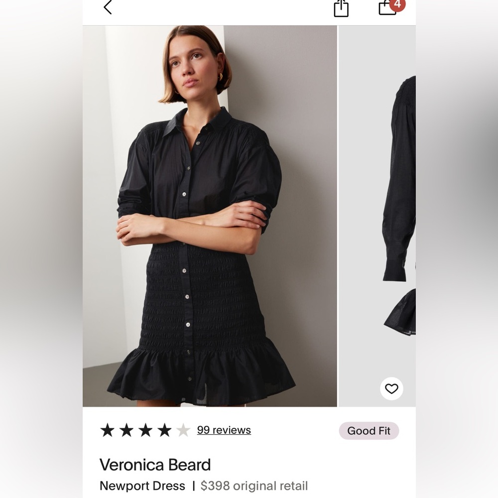 Veronica Beard Black Ruffle Hem Mini Dress